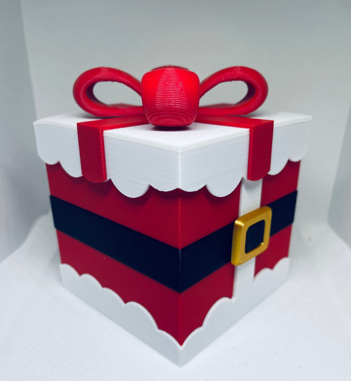 Santa Gift Box with Lid | 3D Printed Christmas Gift Box | Santa Suit Trinket Box | Holiday Candy Box | Christmas Keepsake Container