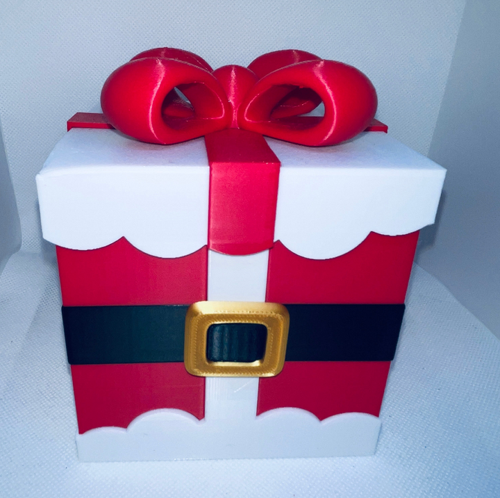 Santa Gift Box with Lid | 3D Printed Christmas Gift Box | Santa Suit Trinket Box | Holiday Candy Box | Christmas Keepsake Container