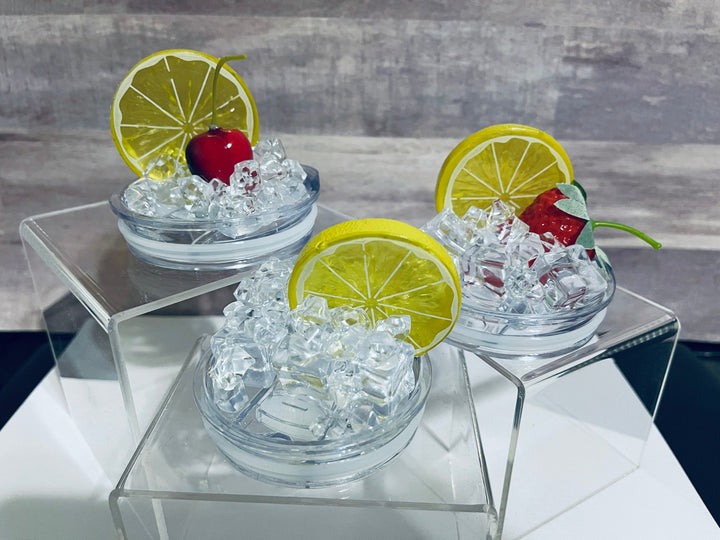 Fruit Tumbler Toppers that fit the 20 oz and 30 oz Skinny tumblers - Fruit Topped Tumbler Toppers - Decorative Lid for Tumblers, unique gift