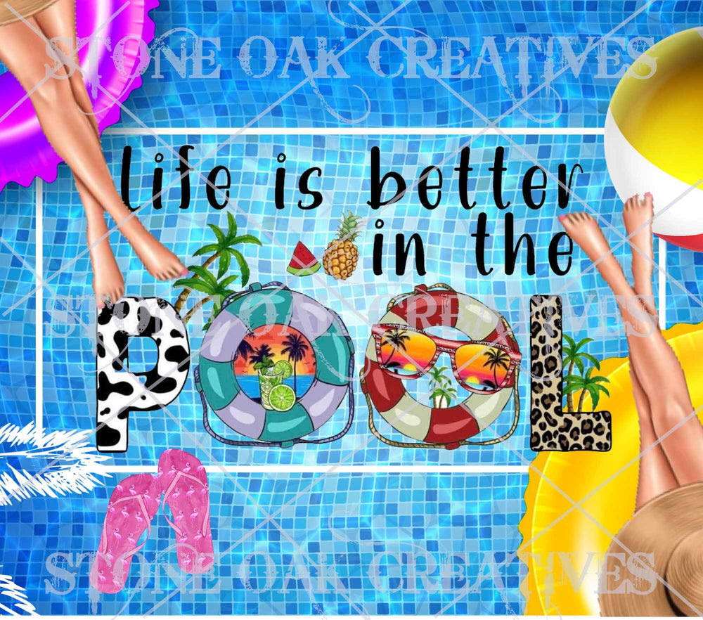 30 oz Skinny Tumbler - Beach Summer Theme - Life is Better at the Pool, makes a great gift