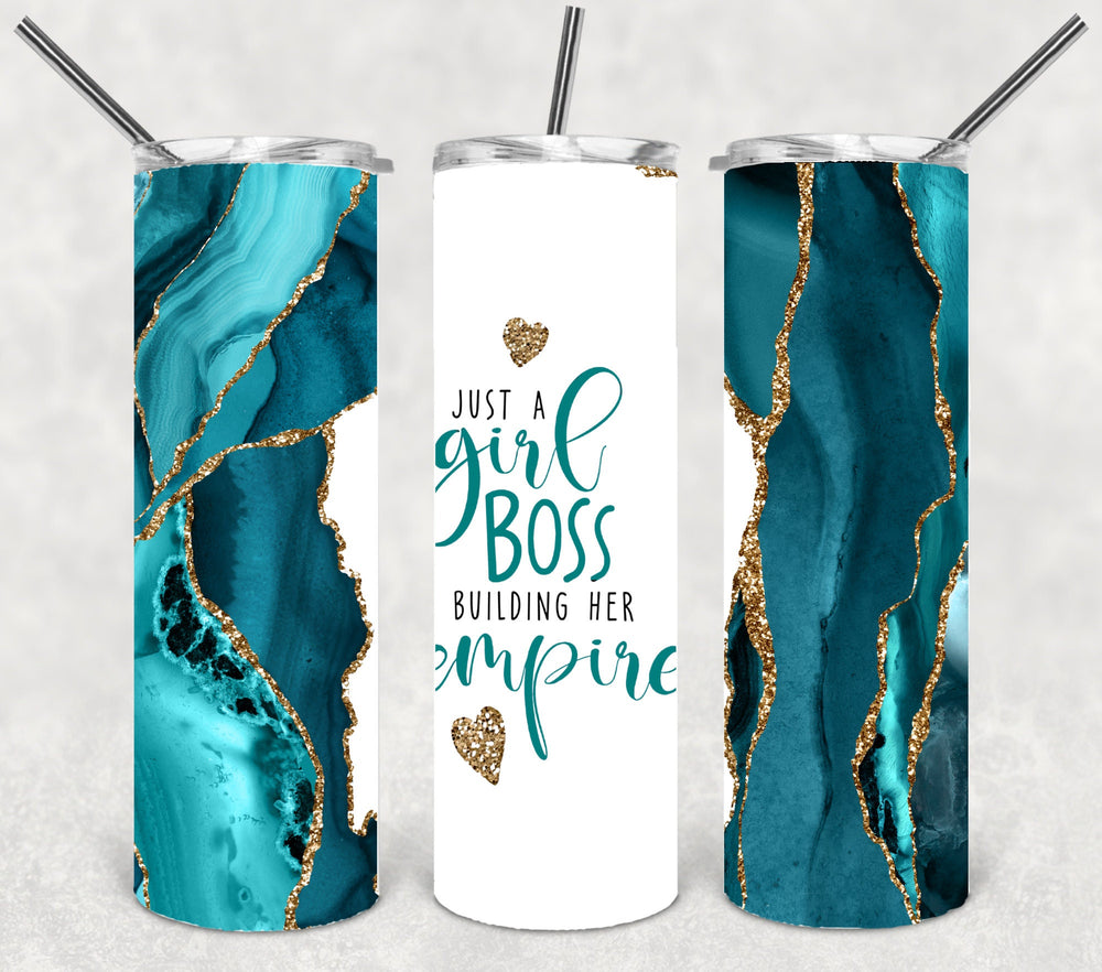 Just a Girl Boss Building Her Empire - Teal Agate - DIGITAL DOWNLOAD - Tumbler Wrap Image Download