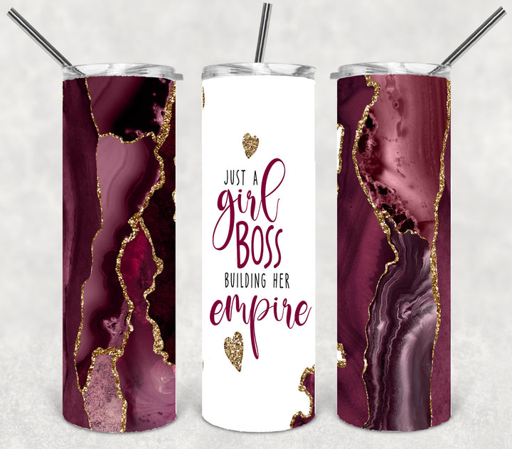 Just a Girl Boss Building Her Empire - Maroon Agate - DIGITAL DOWNLOAD - Tumbler Wrap Image Download