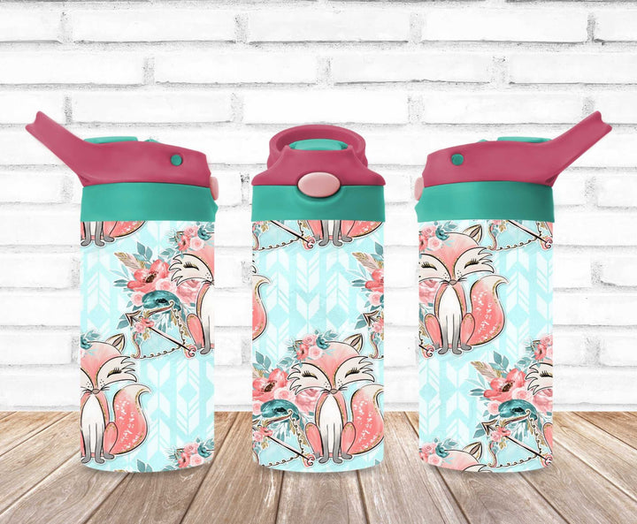 Kids Pink Blue Fox Tumbler - Kids Water Bottle | Kids Water Tumbler | Great Kids Gift | Kids Sippy Cup | Back To School Cup - HOT SELLER!