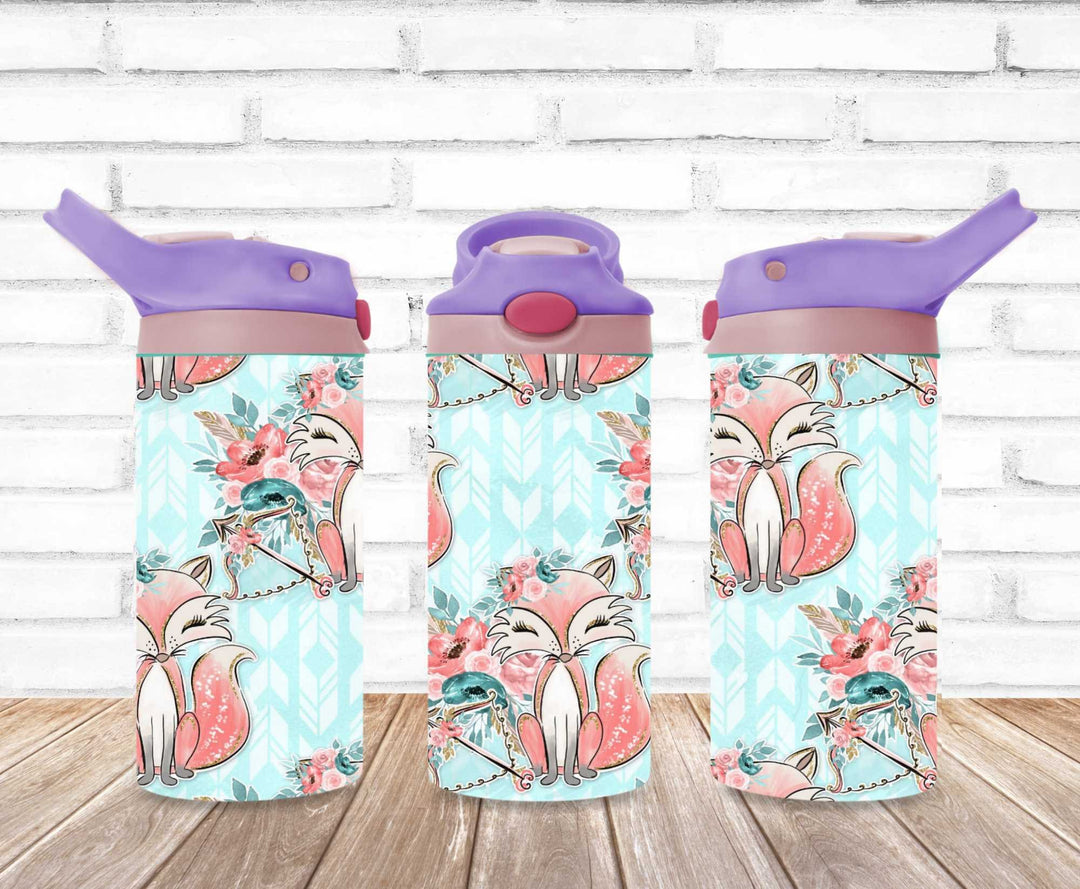 Kids Pink Blue Fox Tumbler - Kids Water Bottle | Kids Water Tumbler | Great Kids Gift | Kids Sippy Cup | Back To School Cup - HOT SELLER!