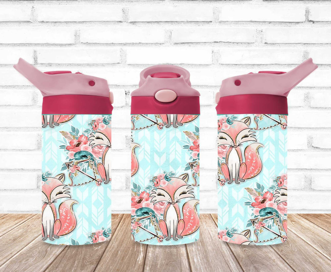 Kids Pink Blue Fox Tumbler - Kids Water Bottle | Kids Water Tumbler | Great Kids Gift | Kids Sippy Cup | Back To School Cup - HOT SELLER!