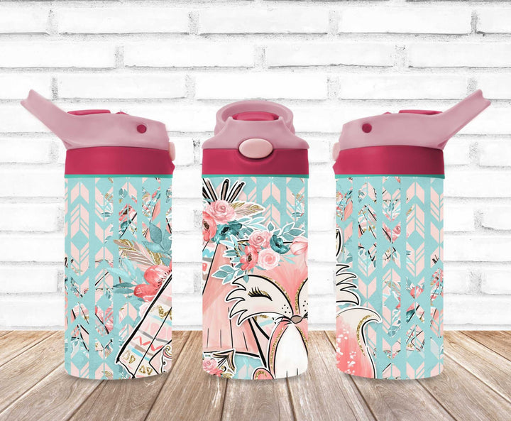 Kids Pink Blue Fox Tumbler - Kids Water Bottle | Kids Water Tumbler | Great Kids Gift | Kids Sippy Cup | Back To School Cup - HOT SELLER!