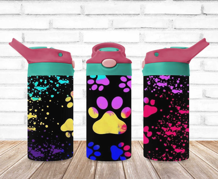 Kids Paw Prints Dog Cat Tumbler - Kids Water Bottle | Kids Water Tumbler | Great Kids Gift | Kids Sippy Cup | Back To School Cup