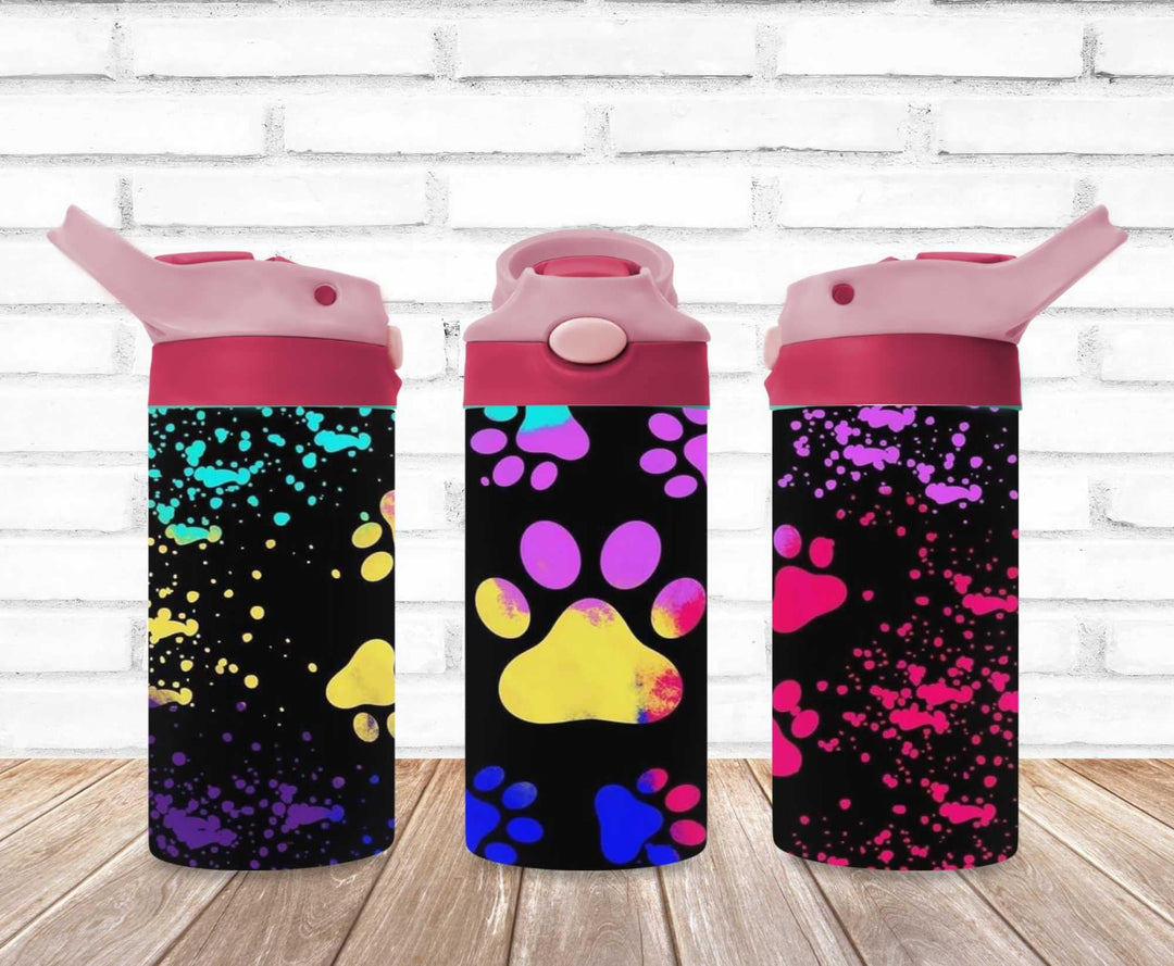 Kids Paw Prints Dog Cat Tumbler - Kids Water Bottle | Kids Water Tumbler | Great Kids Gift | Kids Sippy Cup | Back To School Cup