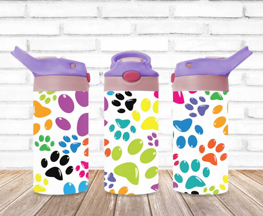 Kids Paw Prints Dog Cat Tumbler - Kids Water Bottle | Kids Water Tumbler | Great Kids Gift | Kids Sippy Cup | Back To School Cup