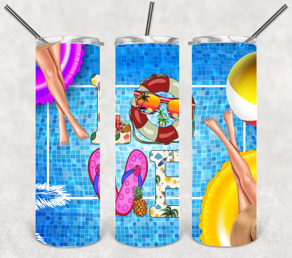 Summer Pool LOVE - Beach theme - Summer Theme - Tumbler Image - Tumbler Wrap - DIGITAL DOWNLOAD