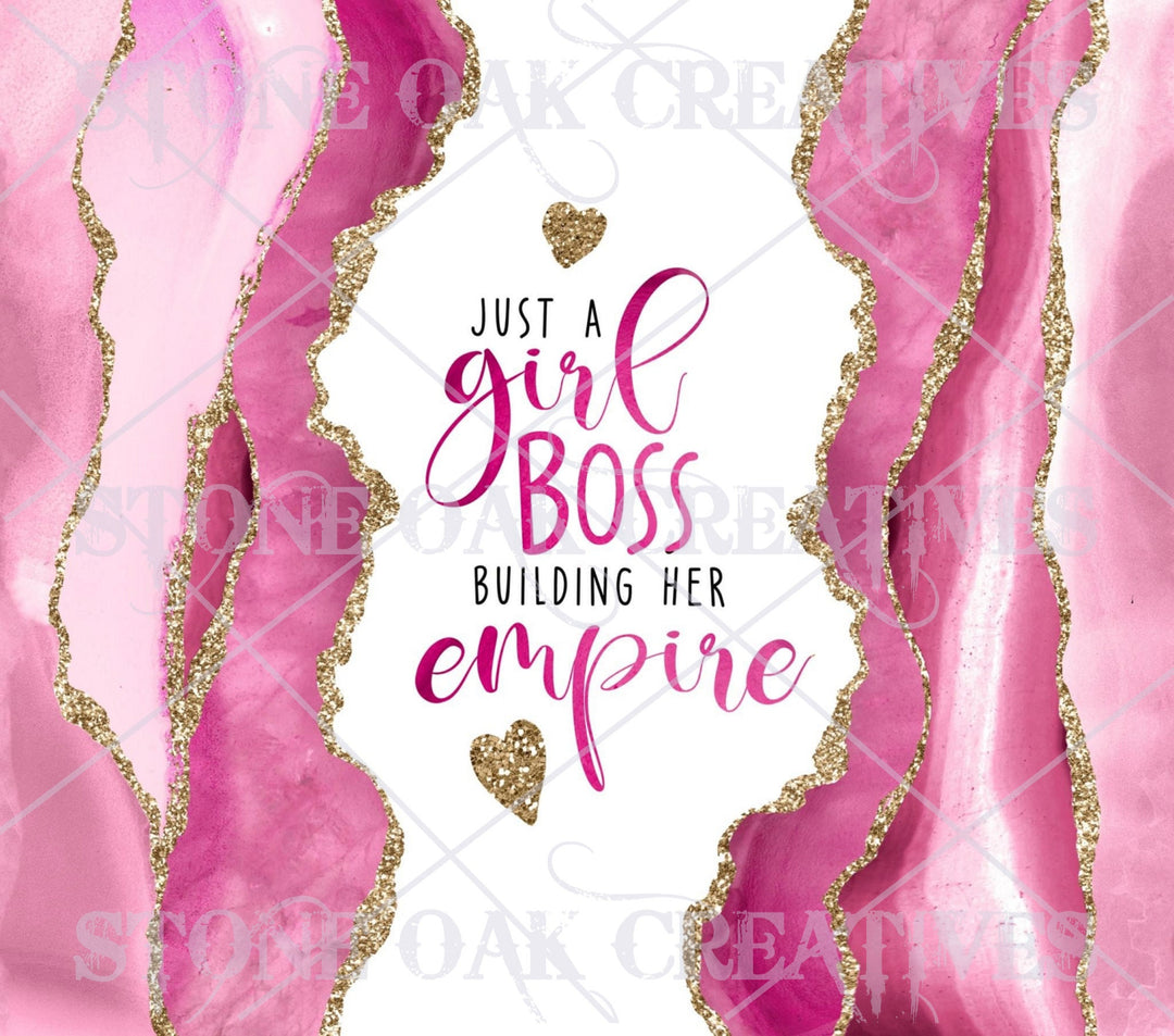 Just a Girl Boss Building Her Empire - Pink Agate - DIGITAL DOWNLOAD - Tumbler Wrap Image Download