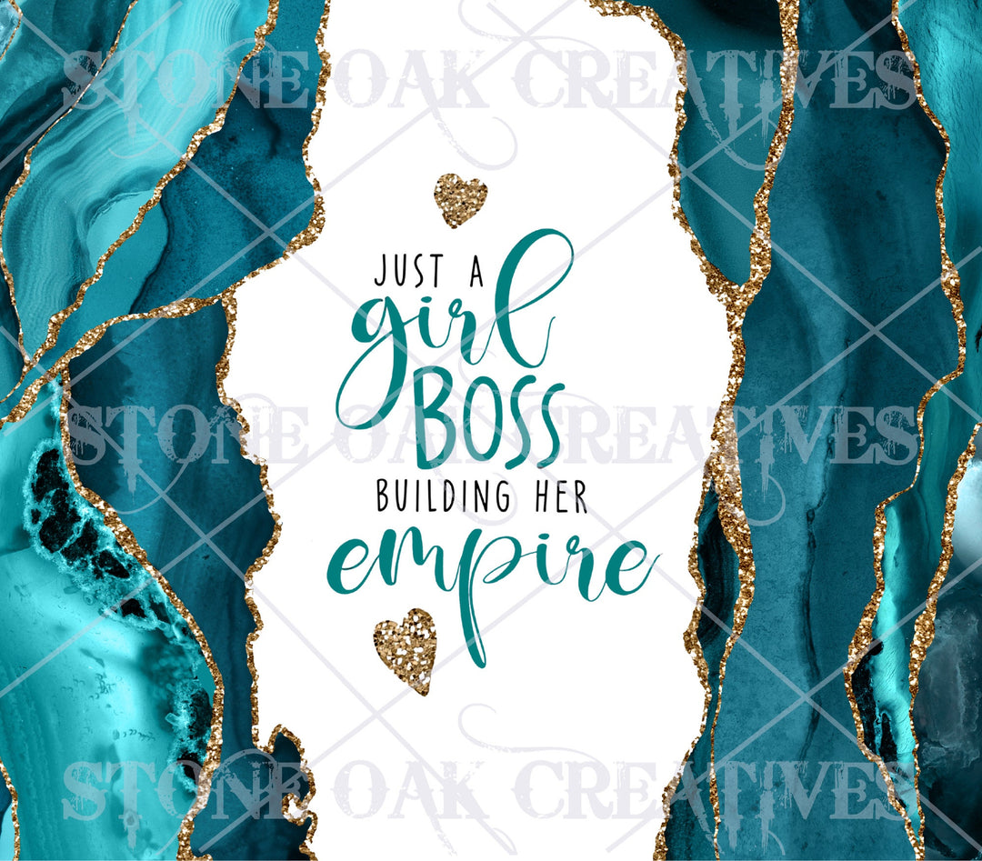 Just a Girl Boss Building Her Empire - Teal Agate - DIGITAL DOWNLOAD - Tumbler Wrap Image Download