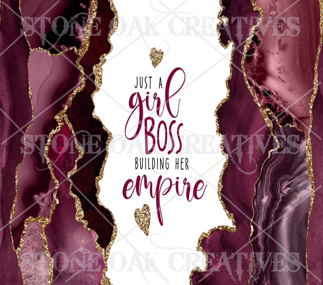 Just a Girl Boss Building Her Empire - Maroon Agate - DIGITAL DOWNLOAD - Tumbler Wrap Image Download