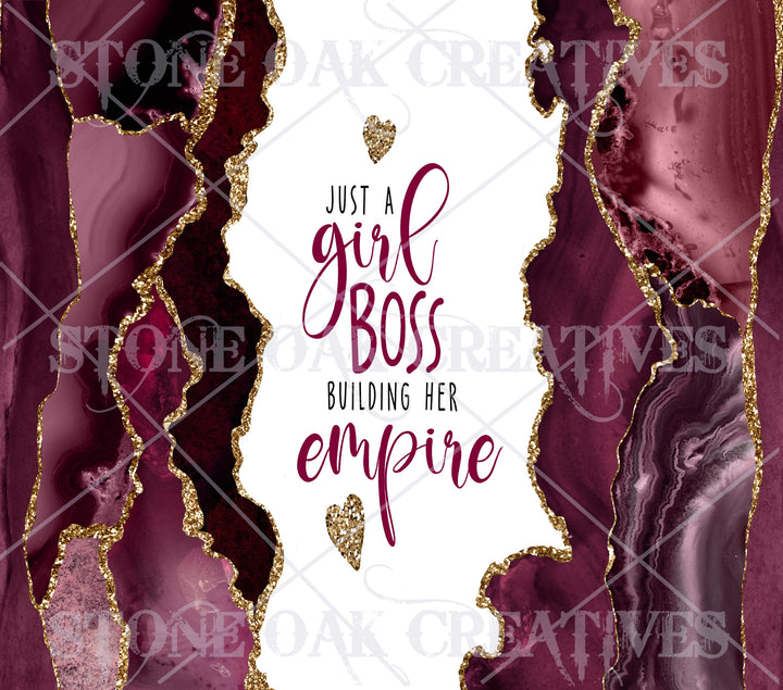 Just a Girl Boss Building Her Empire - Maroon Agate - DIGITAL DOWNLOAD - Tumbler Wrap Image Download