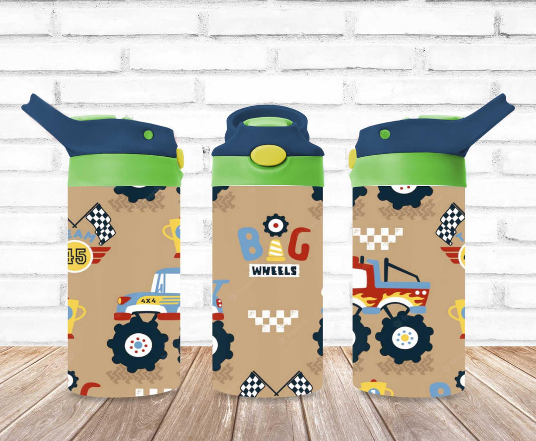 Monster Truck Big Wheel - Kids Water Bottle | Kids Water Tumbler | Great Kids Gift | Kids Sippy Cup | Back To School Cup - HOT SELLER!