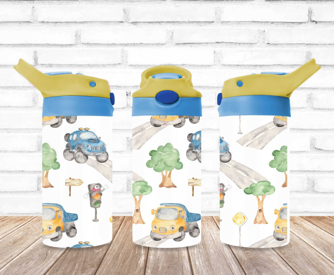 Cars & Trucks Tumbler - Kids Water Bottle | Kids Water Tumbler | Great Kids Gift | Kids Sippy Cup | Back To School Cup - HOT SELLER!