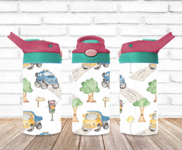 Cars & Trucks Tumbler - Kids Water Bottle | Kids Water Tumbler | Great Kids Gift | Kids Sippy Cup | Back To School Cup - HOT SELLER!