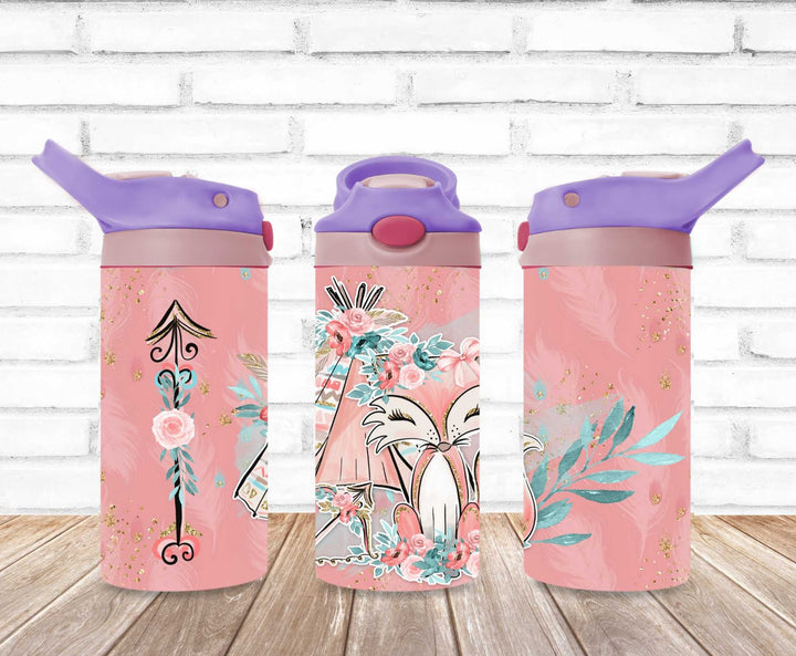 Kids Pink Fox Tumbler - Kids Water Bottle | Kids Water Tumbler | Great Kids Gift | Kids Sippy Cup | Back To School Cup - HOT SELLER!