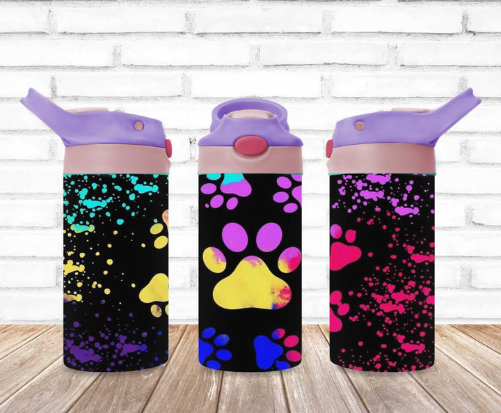 Kids Paw Prints Dog Cat Tumbler - Kids Water Bottle | Kids Water Tumbler | Great Kids Gift | Kids Sippy Cup | Back To School Cup