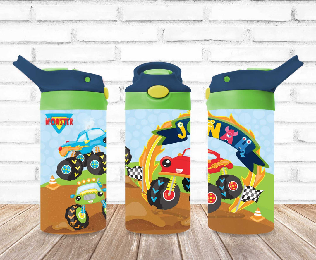 Kids Monster Truck Tumbler Wrap - 12 oz Kids Flip Top Tumbler - DIGITAL DOWNLOAD - Tumbler Wrap Image Download