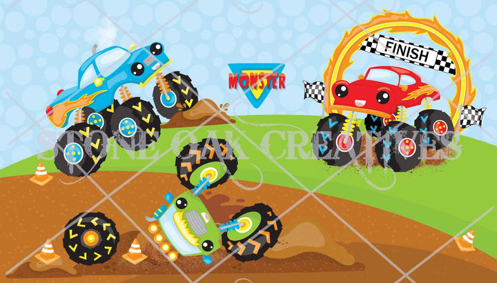 Kids Monster Truck Tumbler Wrap - 12 oz Kids Flip Top Tumbler - DIGITAL DOWNLOAD - Tumbler Wrap Image Download