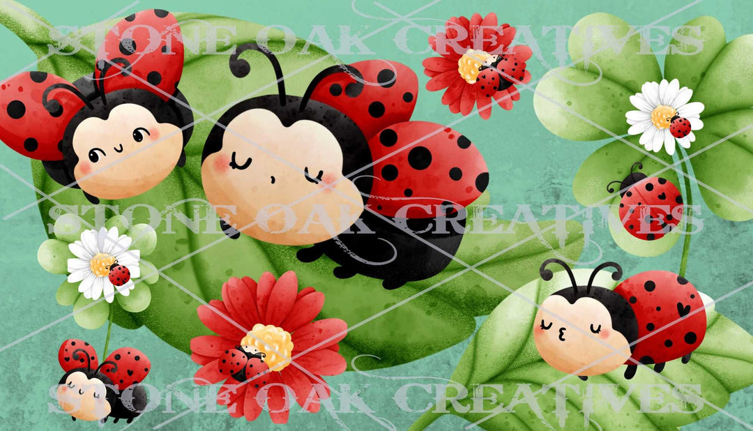 Kids Lady Bug Tumbler Wrap - 12 oz Kids Flip Top Tumbler - DIGITAL DOWNLOAD - Tumbler Wrap Image Download