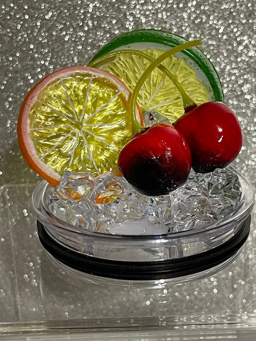 Fruit Tumbler Toppers that fit the 20 oz and 30 oz Skinny tumblers - Fruit Topped Tumbler Toppers, 3D fruit lids, unique gift