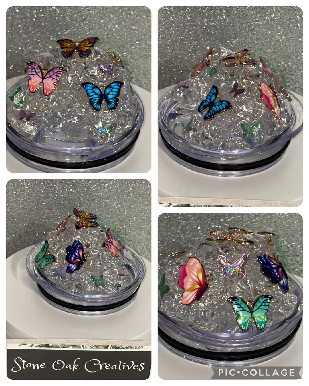 Butterfly themed tumbler topper lid, 3D Decorative Lid, Various Sizes