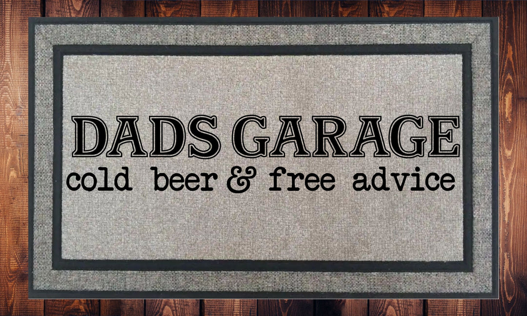 Dads Garage - Cold Beer & Free Advice - Welcome Mat - Door Mat - HOT SELLER!, great unique gift