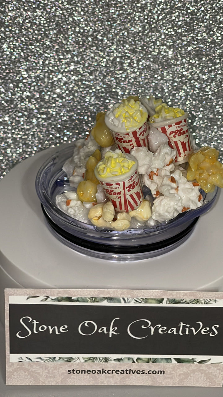 Buttered Popcorn Tumbler Topper, Popcorn Tub, 3D Decorative Lid