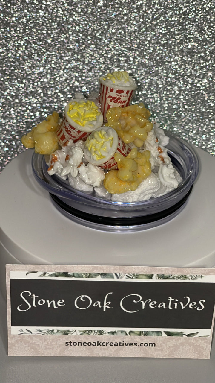 Buttered Popcorn Tumbler Topper, Popcorn Tub, 3D Decorative Lid