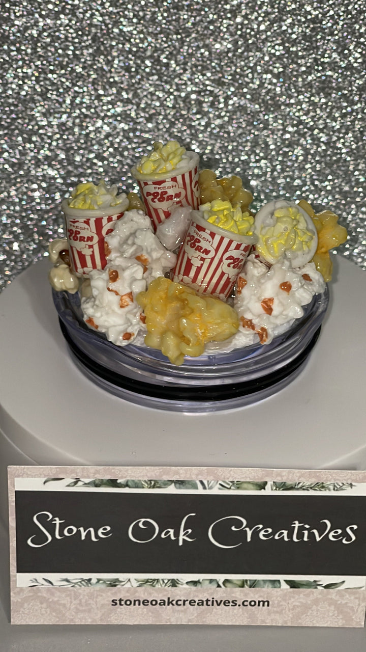 Buttered Popcorn Tumbler Topper, Popcorn Tub, 3D Decorative Lid