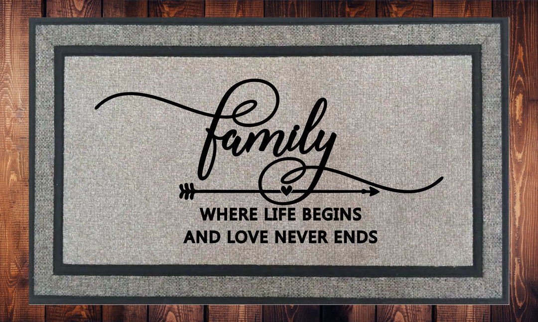 Family Where Life Begins and Love Never Ends - Welcome Mat - Door Mat - HOT SELLER!, great unique gift