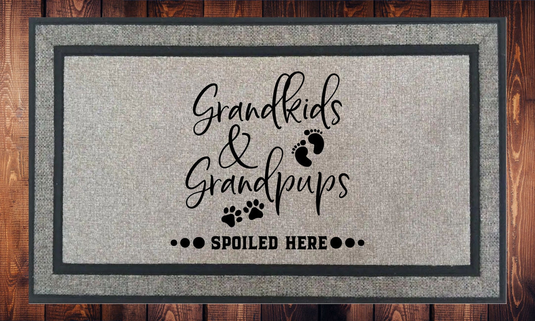 Grandkids and Grandpups Spoiled Here - Welcome Mat - Door Mat - HOT SELLER!, great unique gift