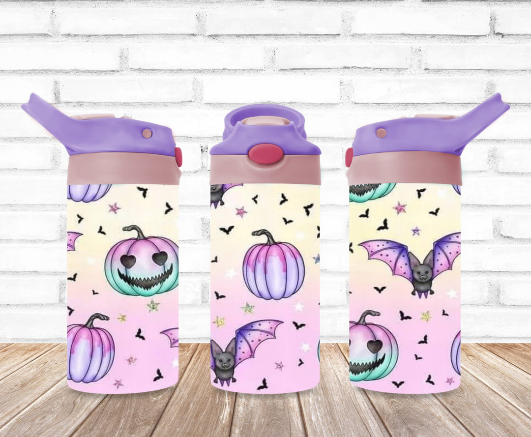 Kids Halloween Tumbler, Pastel Pumpkins, Kids Water Tumbler, Kids FlipTop Cup, Kids Sippy Cup, Back To School Cup