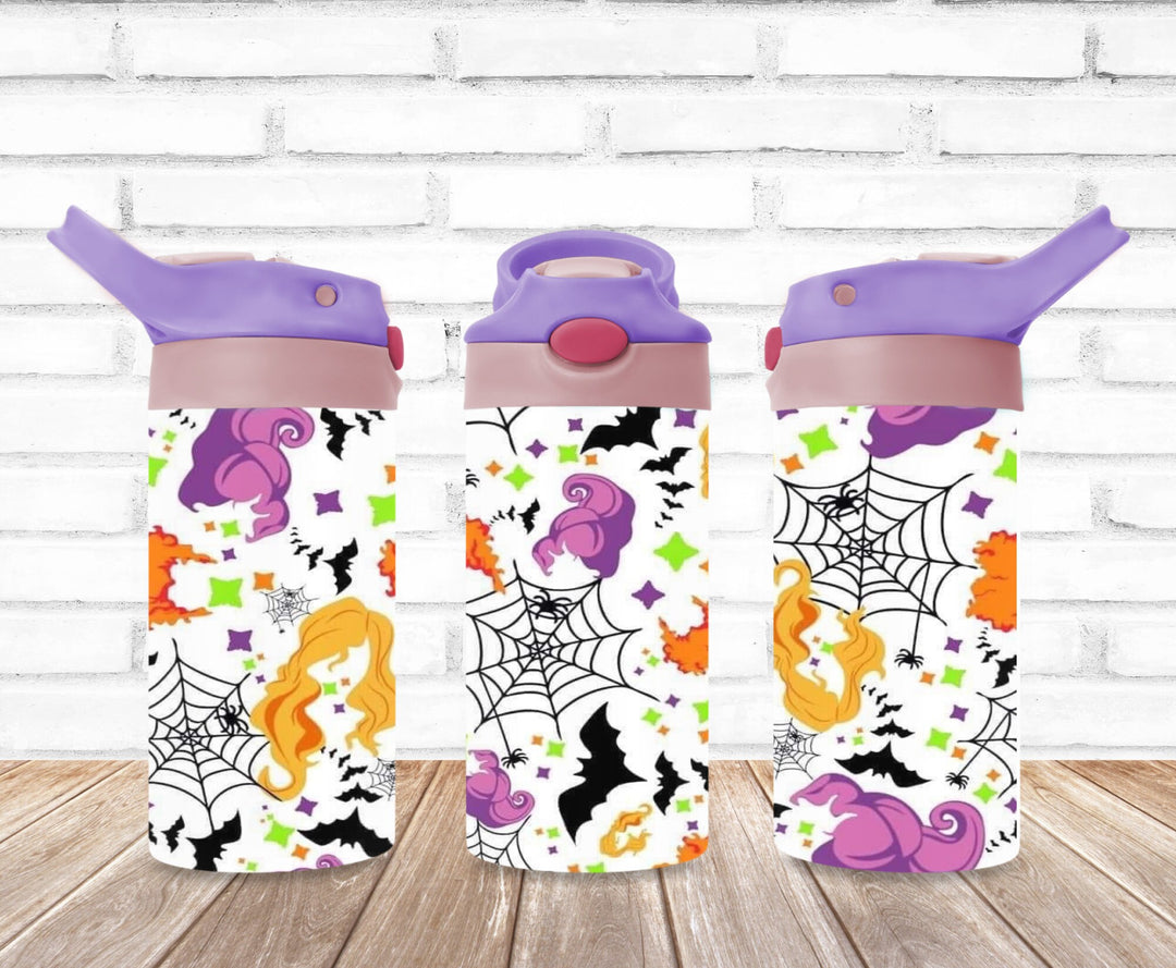 Kids Halloween Tumbler, Spiders Pumpkins, Kids Water Tumbler, Kids FlipTop Cup, Kids Sippy Cup, Back To School Cup