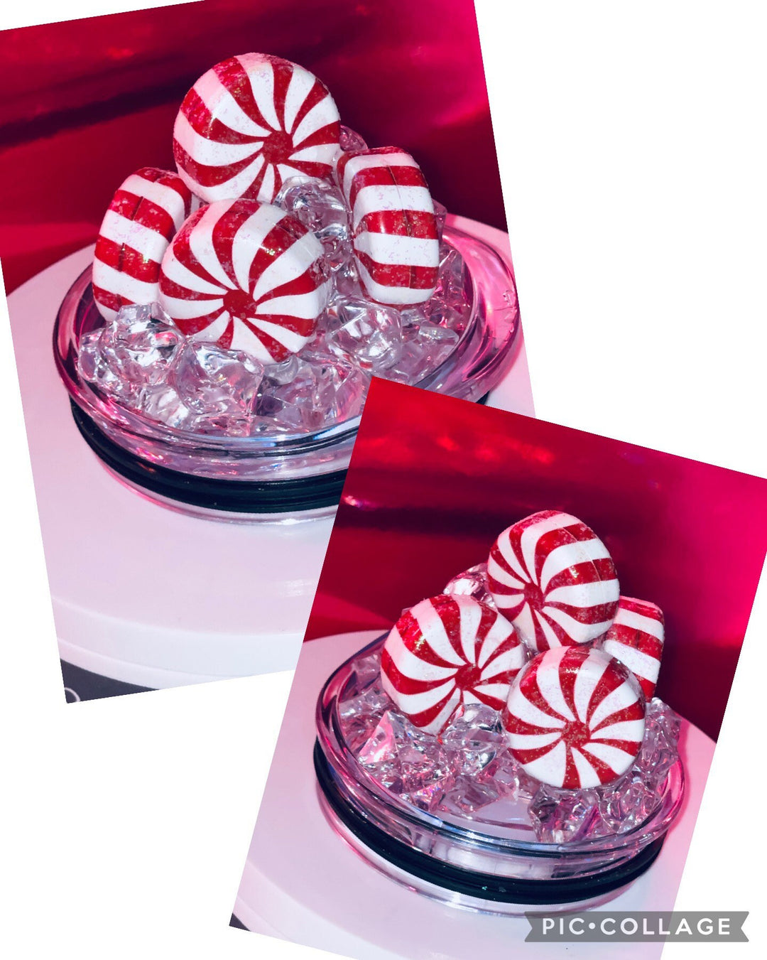 Christmas, Santa, Christmas Candy, Merry Christmas Tumbler Topper 3D Decorative Lid - Ice Topper Lid, unique gift