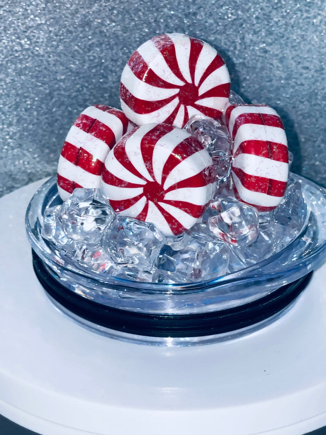 Christmas, Santa, Christmas Candy, Merry Christmas Tumbler Topper 3D Decorative Lid - Ice Topper Lid, unique gift