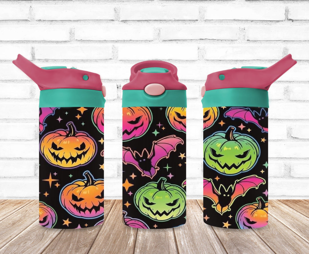 Kids Halloween Tumbler, Bright Pumpkins, Kids Water Tumbler, Kids FlipTop Cup, Kids Sippy Cup, Back To School Cup