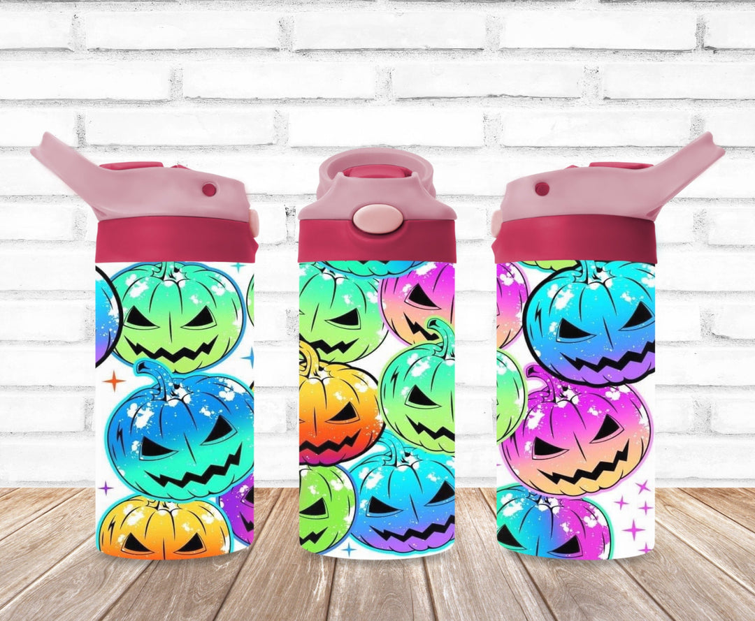 Kids Halloween Tumbler, Bright Pumpkins, Kids Water Tumbler, Kids FlipTop Cup, Kids Sippy Cup, Back To School Cup