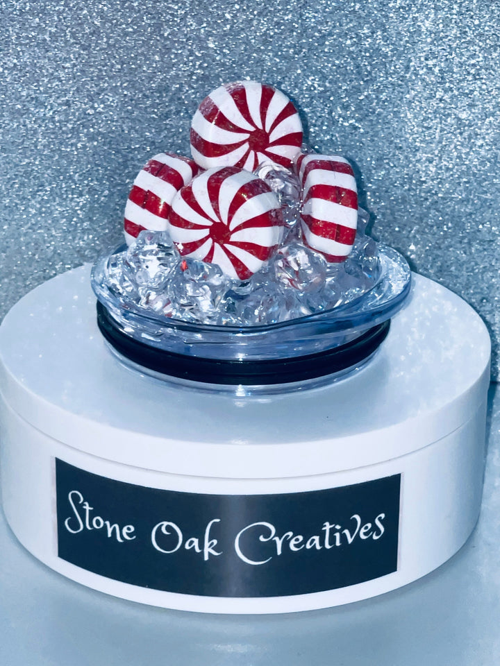 Christmas, Santa, Christmas Candy, Merry Christmas Tumbler Topper 3D Decorative Lid - Ice Topper Lid, unique gift