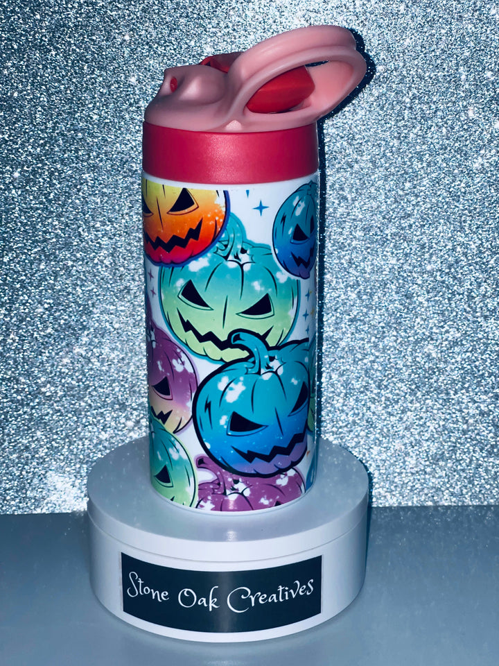 Kids Halloween Tumbler, Bright Pumpkins, Kids Water Tumbler, Kids FlipTop Cup, Kids Sippy Cup, Back To School Cup