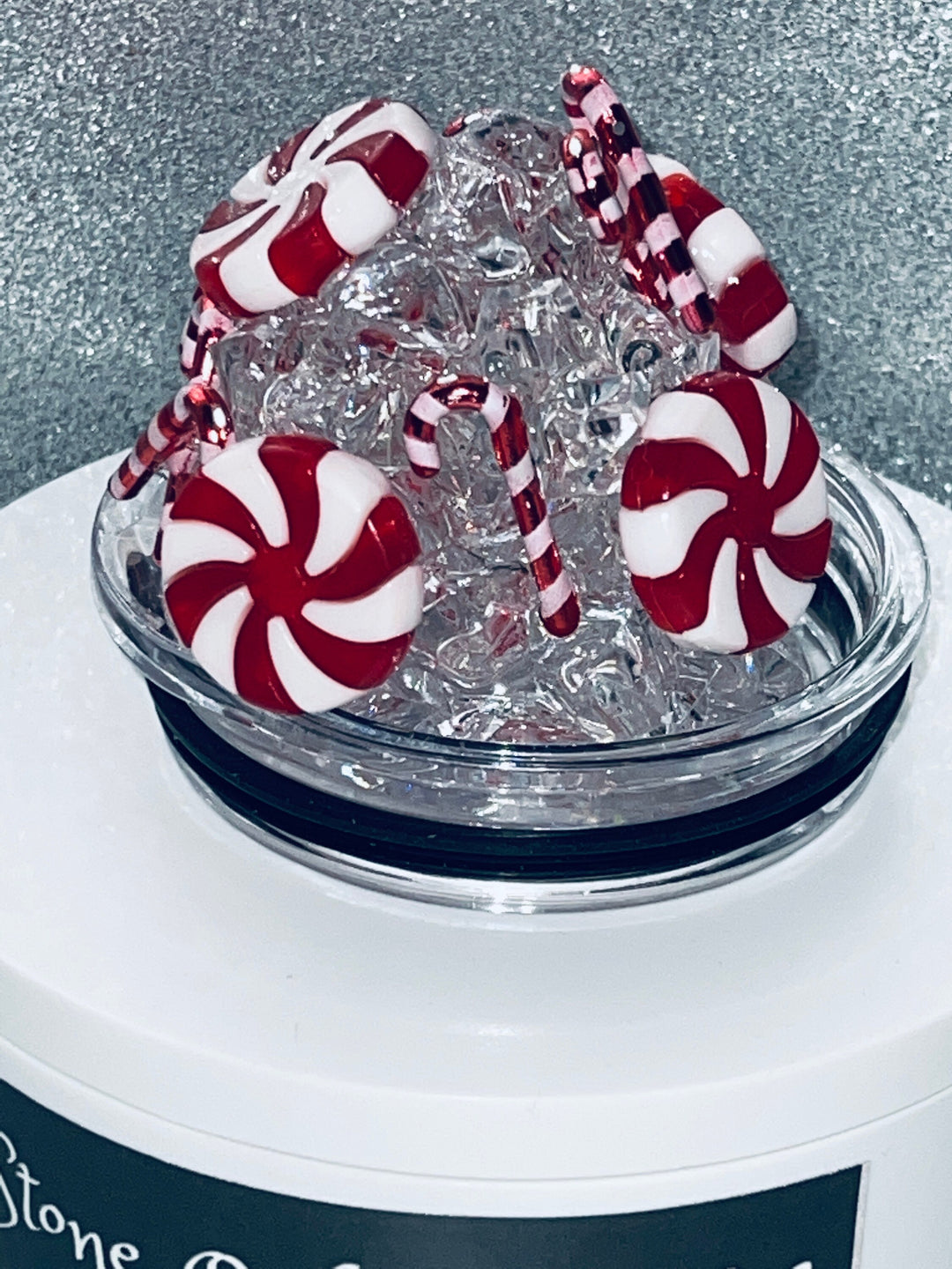 Christmas, Santa, Christmas Candy, Merry Christmas Tumbler Topper 3D Decorative Lid - Ice Topper Lid, unique gift