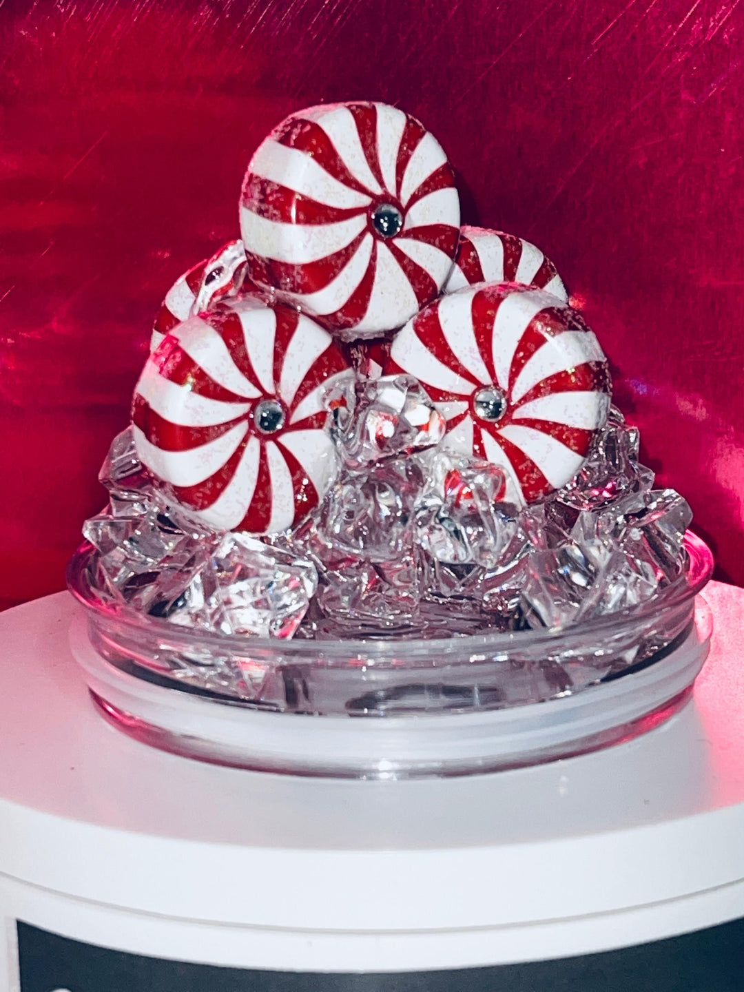 Christmas, Santa, Christmas Candy, Merry Christmas Tumbler Topper 3D Decorative Lid - Ice Topper Lid, unique gift