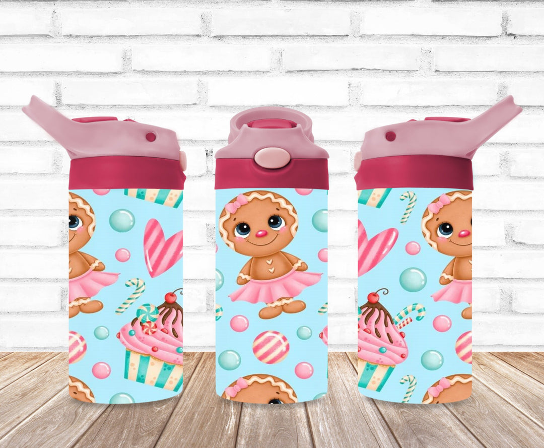 Gingerbread Man Tumbler, Kids Christmas Tumbler, Kids Water Bottle, Kids FlipTop Cup, Kids Sippy Cup, Back To School Cup, HOT SELLER!