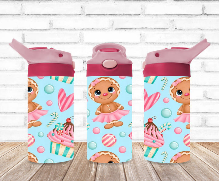 Gingerbread Man Tumbler, Kids Christmas Tumbler, Kids Water Bottle, Kids FlipTop Cup, Kids Sippy Cup, Back To School Cup, HOT SELLER!