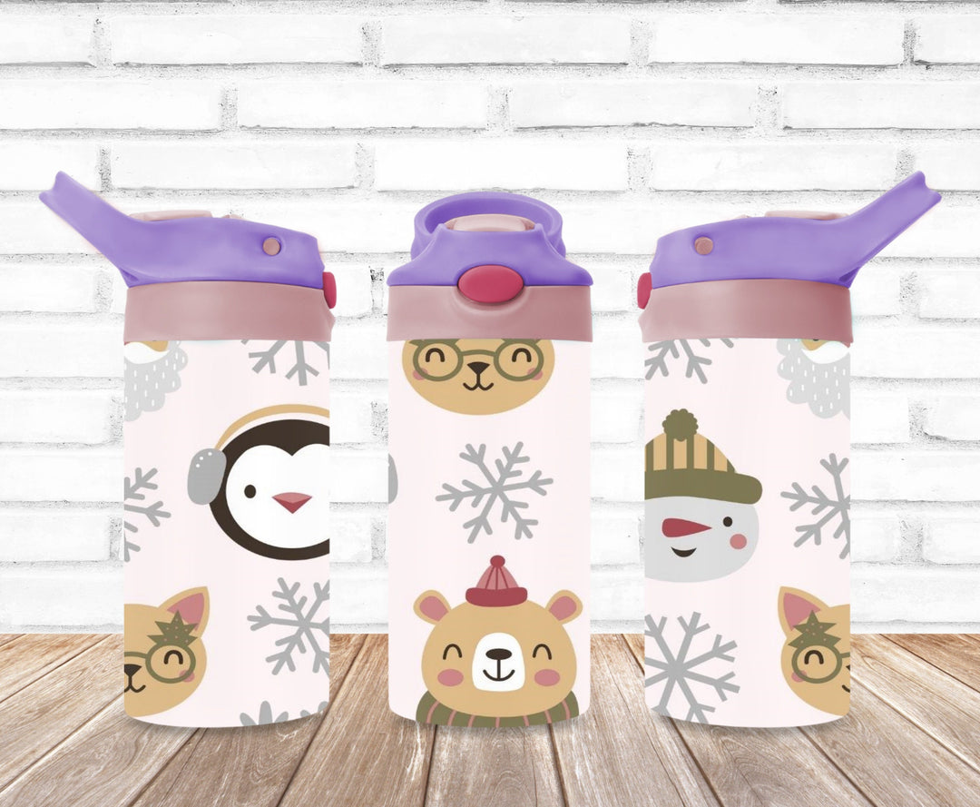 Christmas Critters Tumbler, Forest Animals Tumbler, Kids Water Bottle, Kids FlipTop Cup, Kids Sippy Cup, Back To School Cup, HOT SELLER!