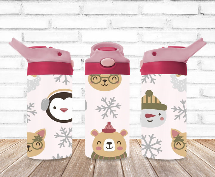 Christmas Critters Tumbler, Forest Animals Tumbler, Kids Water Bottle, Kids FlipTop Cup, Kids Sippy Cup, Back To School Cup, HOT SELLER!