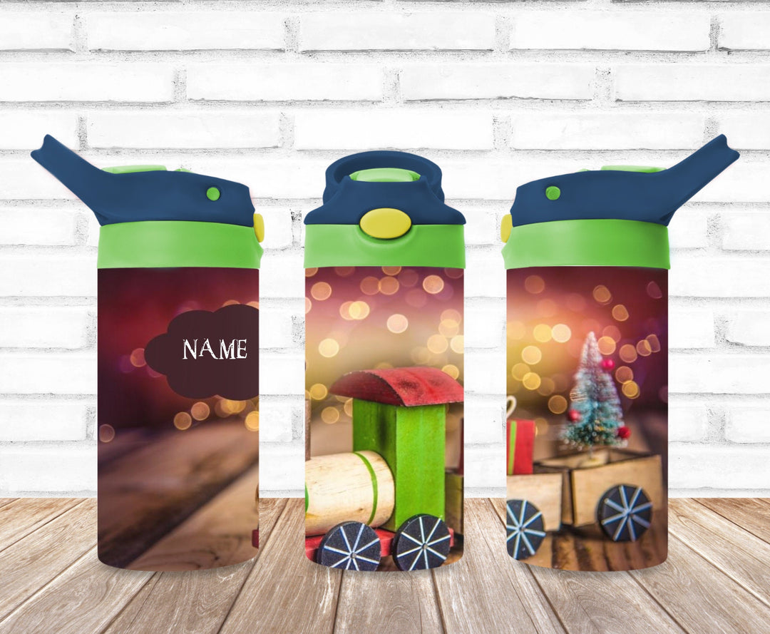 Christmas Train Tumbler, Christmas Tree, Kids Water Bottle, Kids FlipTop Cup, Kids Sippy Cup, Back To School Cup, HOT SELLER!