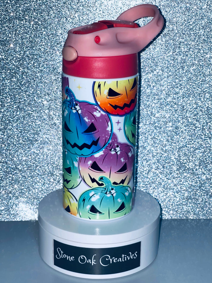 Kids Halloween Tumbler, Bright Pumpkins, Kids Water Tumbler, Kids FlipTop Cup, Kids Sippy Cup, Back To School Cup